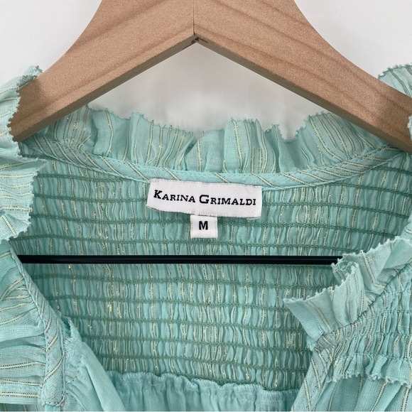 Karina Grimaldi Mint Green Peasant Blouse Medium - Picture 4 of 5